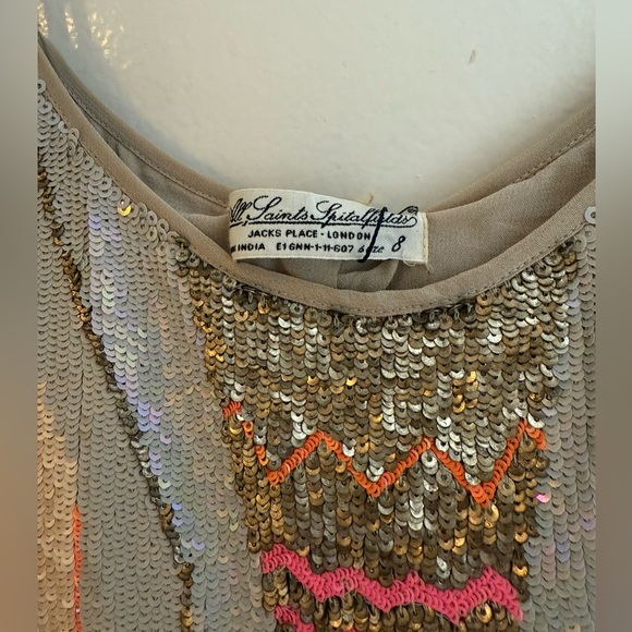 Allsaints sequin printed mini dress w/tags never worn size US 4 UK 8 - Picture 5 of 6